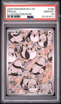 2025 POKEMON BLK EN-BLACK BOLT | ILLUSTRATION RAREPIDOVE 148 PSA 10 - Image 1