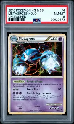 2010 Pokemon Hs Unleashed Holo Metagross #4 PSA 8 - Image 1