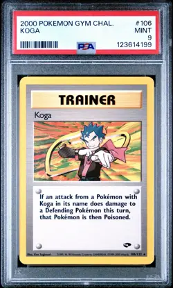 2000 Pokemon Unlimited Gym Challenge # 106 Koga Non Holo PSA 9 MINT! Free Ship! - Image 1
