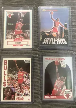 Michael Jordan Chicago Bulls NBA Card Lot 4 1990-91 Topps Fleer Hoops Upper Deck - Image 1