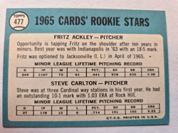1965 TOPPS STEVE CARLTON # 477 ROOKIE CARD RC - Image 2