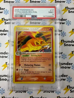 Typhlosion Reverse Foil #17 **Stamp** 2005 Pokemon Unseen Forces PSA 9 - Image 1