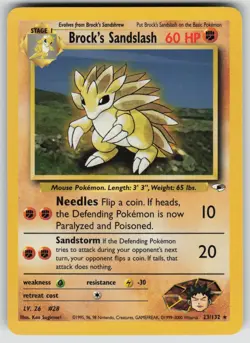 Brock's Sandslash 23/132 Rare Gym Heroes Pokemon Unlimited Lightly Played - Image 1