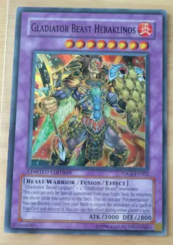 Yugioh! Gladiator Beast Heraklinos - TDGS-ENSE2 - Super Rare Limited Edition NM - Image 1