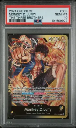 2024 Monkey.D.Luffy (003) ST13-003 Ultra Deck: The Three Brothers Foil PSA 10 - Image 1