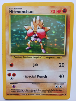 Hitmonchan Pokemon Card Holo WOTC 7/102 Base Set Rare Vintage 1999 Original LP - Image 1