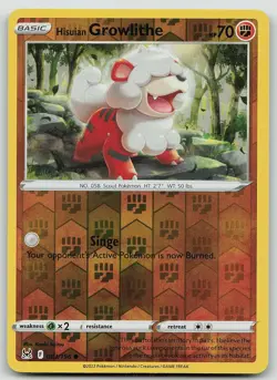 Pokemon Hisuian Growlithe 083/196 Lost Origin Common Reverse Holo NM - Image 1