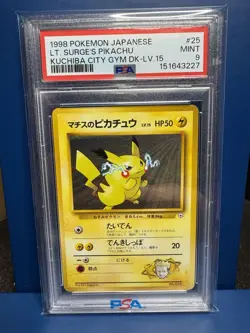 1998 Pokemon Japanese #25 Lt Surge’s Pikachu Kuchiba City Gym PSA 9 - Image 1