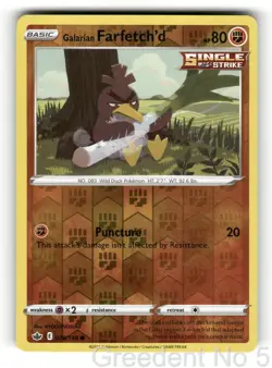 Galarian Farfetch'd 078/198 Common Chilling Reign Pokemon Reverse Holo Near Mint - Image 1