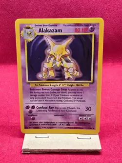 Pokemon TCG Alakazam Base Set Holo (BS 1/102) Unlimited - LIGHT PLAY + - Image 1