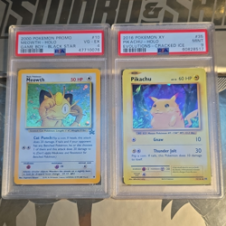 Pokemon PSA Graded Holo Card Lot (2) Meowth #10 + Pikachu #35 English - Image 1