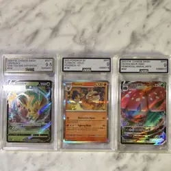 AGS Graded Pokemon Chinese 3-Card Lot Leafeon V #008 Flareon Holo #136 - Image 1