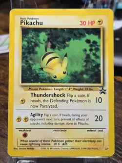 Pikachu # 27 WOTC Black Star PROMO "Bumblebee" Pokemon Card LP - Image 1