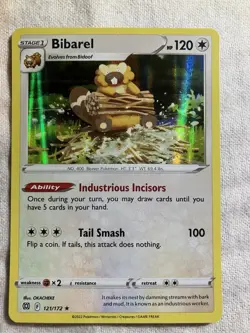 Pokemon TCG Bibarel Brilliant Stars Holo Rare Card 121/172 NM Condition - Image 1