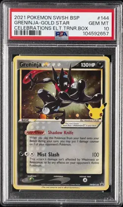 2021 POKEMON SWSH BLACK STAR PROMO #144 GRENINJA-GOLD STAR PSA 10 - Image 1