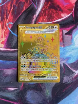 Pokemon TCG Terapagos ex 180/131 Gold Secret Rare Prismatic Evolutions - Image 1