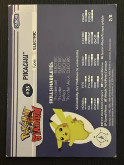 2000 Danone Pokemon Stadium Pikachu #25 7/8 Holo Foil Mint Condition - Image 2