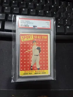 1958 Topps #487 Mickey Mantle All-Star Sport AS PSA 3 Graded Baseball Card MLB 3 - Image 1