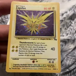 Zapdos 15/62 Fossil Holo 1999 WOTC Vintage Pokemon Card LP - Image 1