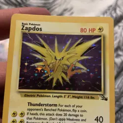 Zapdos 15/62 Fossil Holo 1999 WOTC Vintage Pokemon Card LP - Image 2