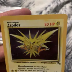 Zapdos 15/62 Fossil Holo 1999 WOTC Vintage Pokemon Card LP - Image 3