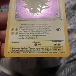 Zapdos 15/62 Fossil Holo 1999 WOTC Vintage Pokemon Card LP - Image 4