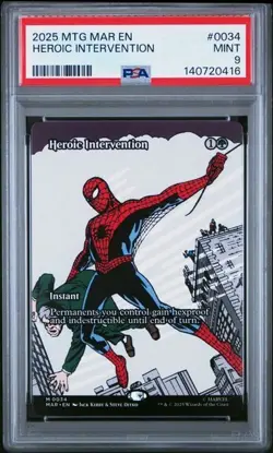 2025 MTG MAR EN Spider-Man Heroic Intervention Borderless #0034 PSA 9 MINT - Image 1