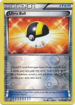 Damaged, English Pokemon Reverse Holo Ultra Ball - 102/108 - Uncommon - Reverse - Image 1