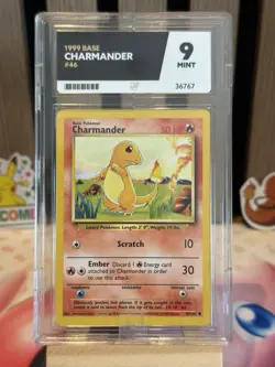 Pokemon TCG 1999 Charmander Base Set Card 46/102 ACE 9 MINT - Image 1
