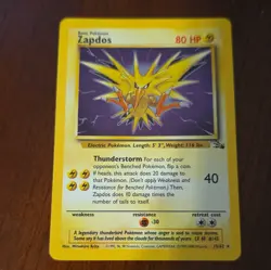 Zapdos 15/62 Fossil Holo Rare Unlimited English 80 HP Pokemon TCG 1999 - Image 1