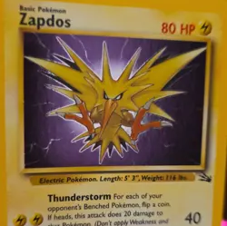 Zapdos 15/62 Fossil Holo Rare Unlimited English 80 HP Pokemon TCG 1999 - Image 3