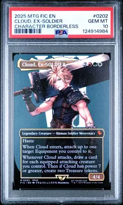 2025 MTG FINAL FANTASY COMMANDER CHARACTER BORDERLESS CLOUD, EX-SOLDIER PSA 10 - Image 1