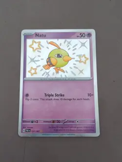 Natu 151/091 Baby Shiny Rare Pokemon TCG Card Scarlet Violet Paldean Fates - Image 1