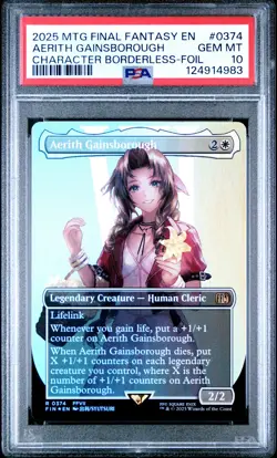 2025 MTG FINAL FANTASY CHARACTER BORDERLESS-FOIL AERITH GAINSBOROUGH PSA 10 - Image 1