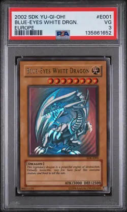 Blue Eyes White Dragon SDK-E001 (PSA 3) YuGiOh Card - Starter Deck Kaiba - Image 2