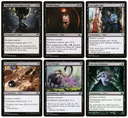 MTG - 6 x FOIL Black Enchantments - Common & Uncommon - Various sets - All LP - Image 1