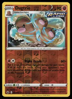 Dugtrio 077/198 Rare Chilling Reign Pokemon Reverse Holo Lightly Played - Image 1