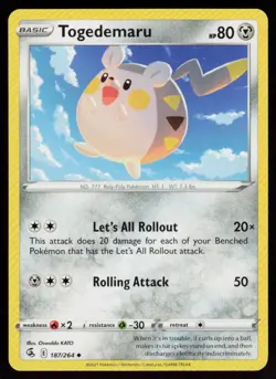 Togedemaru 187/264 Uncommon Fusion Strike Pokemon Near Mint - Image 1