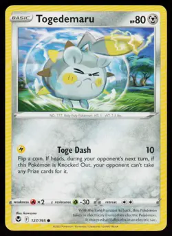 Togedemaru 127/195 Common Silver Tempest Pokemon Near Mint - Image 1