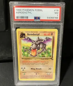 Pokemon Aerodactyl Fossil Unlimited Rare #16 PSA 7 Wotc Printing Error Shift - Image 1