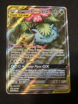Pokemon TCG Venusaur and Snivy GX SM229 Full Art Tag Team Black Star Promo - Image 1