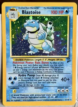 Blastoise 2/130 Base Set 2 Holo Swirl Rare 2000 100HP Pokemon Card LP+ - Image 1