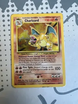 Pokemon Charizard Base Set Holo 4/102 WOTC Vintage Card Heavily Played/Damaged - Image 1