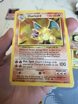 Pokemon Charizard Base Set Holo 4/102 WOTC Vintage Card Heavily Played/Damaged - Image 3