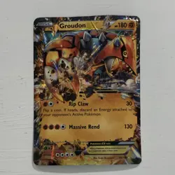 DAMAGEDPokemon TCG XY Primal Clash Groudon EX Ultra Rare Holofoil Card 85/160 - Image 1