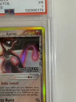 2005 POKEMON EX DELTA SPECIES #12 MEWTWO-REVERSE FOIL PSA 1 - Image 4