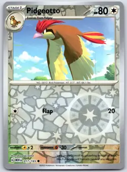 Pidgeotto 017/165 Common 151 Pokemon Reverse Holo Lightly Played - Image 1