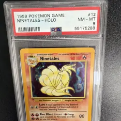 1999 Pokemon Base Set Ninetales Holo 12 PSA 8 - Image 2