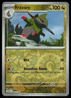 Fraxure 069/086 Common Black Bolt Pokemon Reverse Holo Near Mint - Image 1