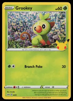 Grookey 008/025 Promo McDonald's 25th Anniversary Promos Pokemon Holo LP - Image 1